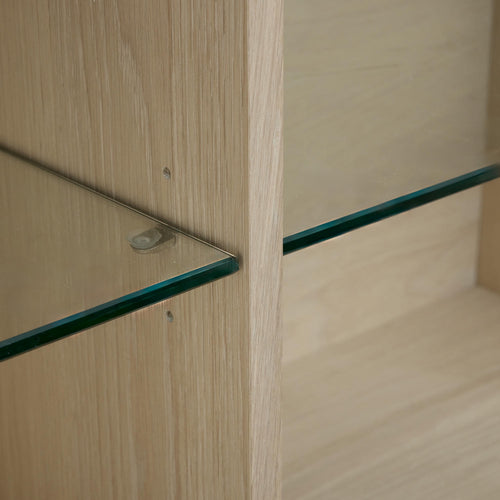 Furnhouse 3-deurs wandkast Kerteminde - Witte olie - MDF, Eikenfineer, Glas - 37x160x60