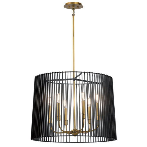 Elstead Kichler Linara Draadframe hanglamp zwart en natuurlijk messing