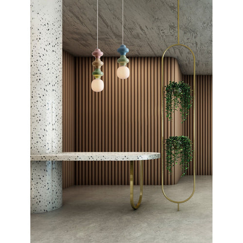 Nova Luce CLIO Slanke hanglamp voor aan het plafond, groen, blauw, mat wit, E14 fitting, 1x5W