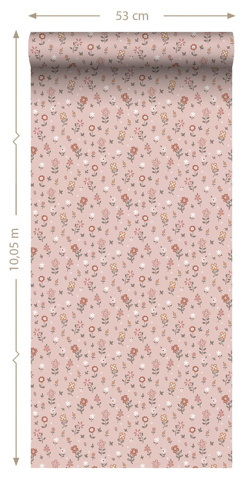 ESTAhome behang bloemetjes zacht roze - 53 cm x 10.05 m - 139288