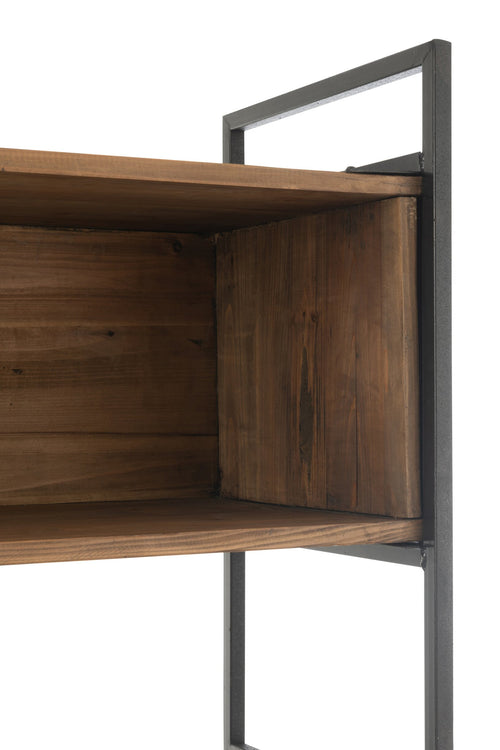 J-Line rek - hout/metaal - zwart/naturel - small