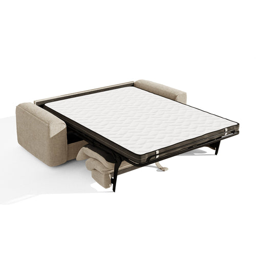 Premium Interiors - Snel uitklapbare slaapbank COMO - zacht aanvoelende geweven stof beige 236cm