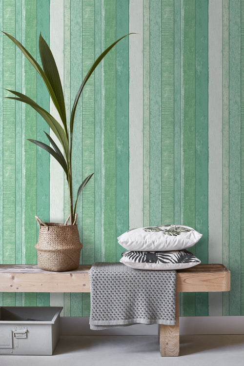 ESTAhome behang sloophout motief groen - 53 cm x 10.05 m - 138983