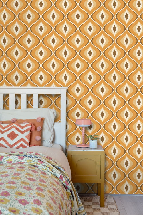 ESTAhome behang retro ornamenten bruin, beige en oranje - 50 x 900 cm - 132001