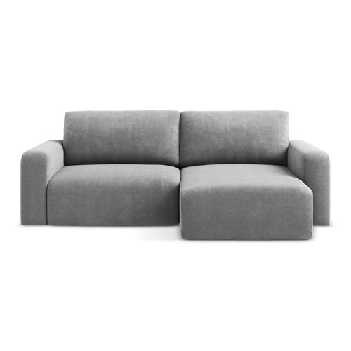 LaMiaSofa hoekbank rechts Ostia - chenille stof - grijs - 244x149x79