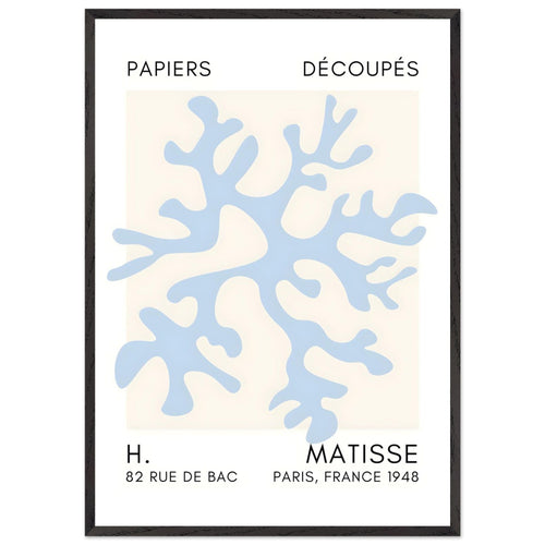 Artfulprints Poster met Lijst Matisse – Dreamy coral flower light blue   - 70x100 cm - Blauw