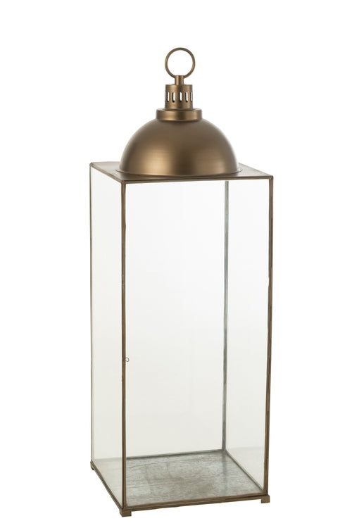 J-Line lantaarn Hagrid - glas/ijzer - brons - large