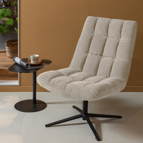 WOOOD draaibare fauteuil Job - Bouclé - Zand - 101x70x85