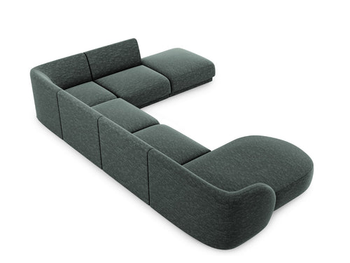 Micadoni Panoramische hoekbank rechts Miley 6-zits, chenille, olie - 255x330x70cm