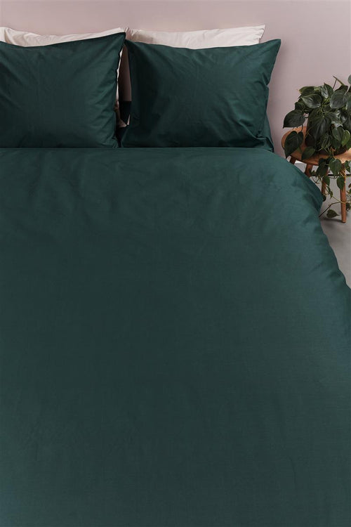 Ambiante Cotton Uni dekbedovertrek - Effen - Lits-Jumeaux - 240x200/220 - Donker Groen - vtwonen shop