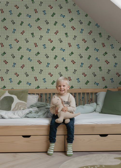 ESTAhome behang race auto's groen - 50 x 900 cm - 131752