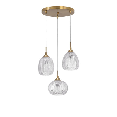 Merano Etobicoke 3-lichts cluster hangende plafondlamp helder glas, gesatineerd goud metaal LED E27