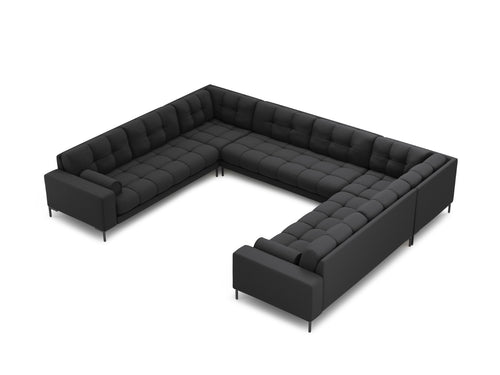 Cosmopolitan Design Panoramische bank Bali 9-zits, structurele stof, donkergrijs - 256x327x75cm