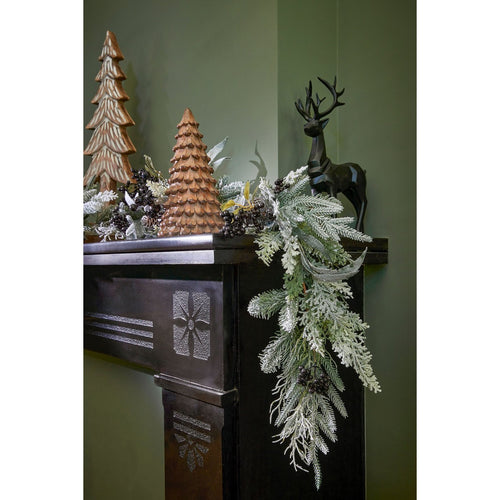 Mica Decorations Vesper Guirlande met Dennenappels - L180 x B15 x H10 cm - Groen, Zwart