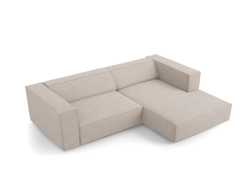 Cosmopolitan Design rechter hoekbank Arendal 3-zits, chenille met ribbeleffect, donkerbeige - 166x224x70cm