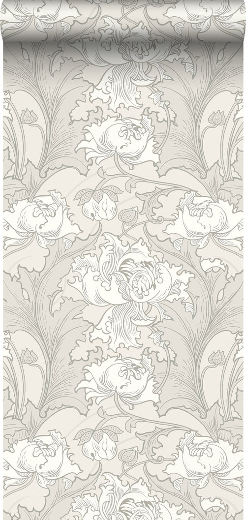 Borastapeter behang bloemen beige en wit - 53 cm x 10.05 m - 660078 - vtwonen shop