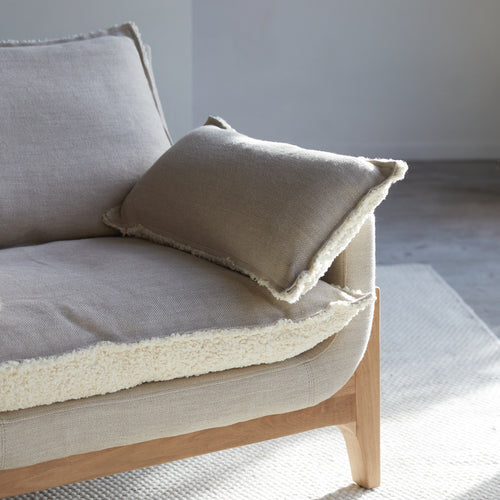 Tikamoon 3-zitsbank van massief eikenhout en linnen - Beige - vtwonen shop