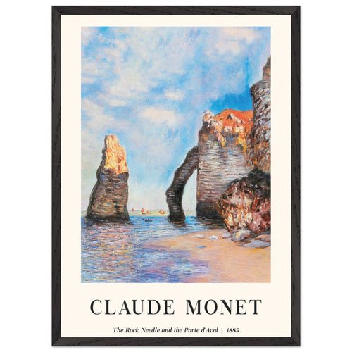 Artfulprints Poster met Lijst Claude Monet - The rock needle and the porte d'aval   - 50x70 cm - Lichtblauw