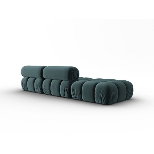 Cosmopolitan Design - Linker modulaire bank Cortina 4-zits, flueel turkoois - 94x282x70cm