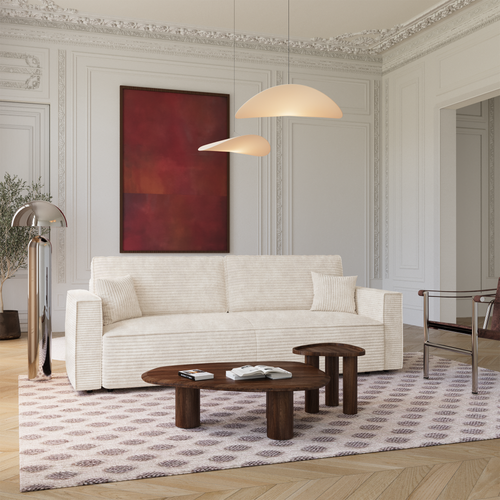 Premium Interiors - Slaapbank met opbergruimte  - corduroy crème 254cm