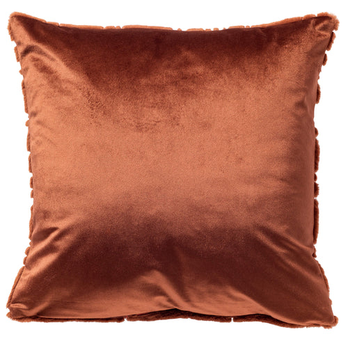 DORON - kussenhoes 45x45 cm - bontlook - blokkenpatroon - Brown Patina - bruin, rood