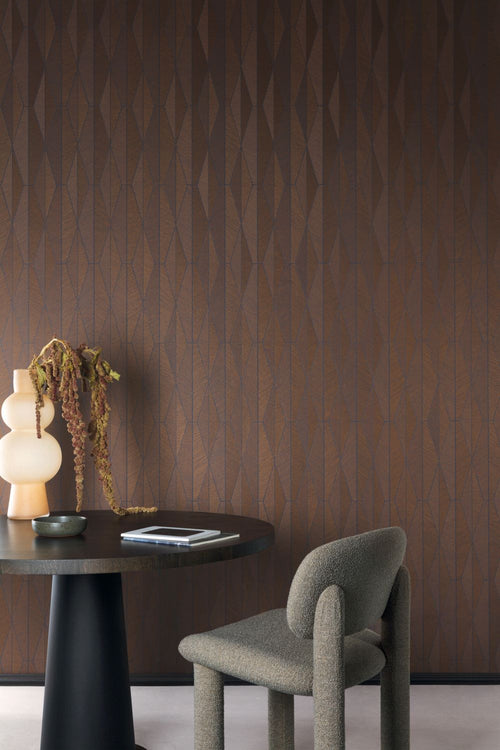 Masureel behang geometrische vormen bruin - 53 cm x 10.05 m - 631074