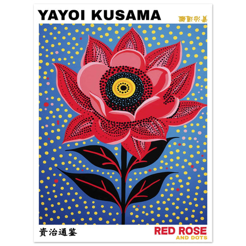 Artfulprints  Yayoi Kusama - Red rose and dots   poster 30x40 cm - vtwonen shop