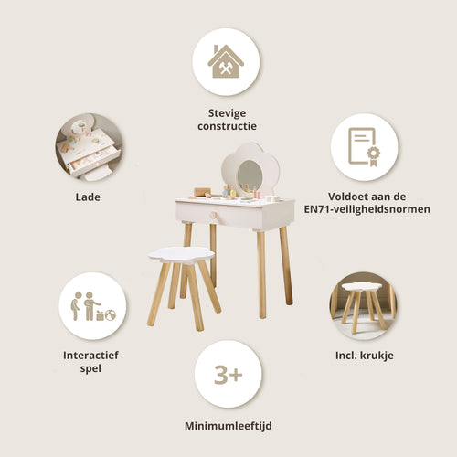 Petite Amélie Kinder kaptafel FLEUR - MDF - crème
