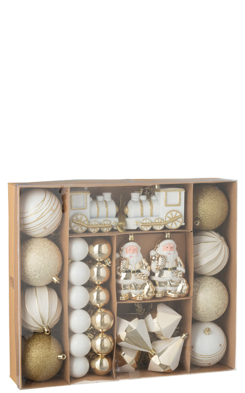 J-Line kerstbal - kunststof - groen/wit - doos van 55