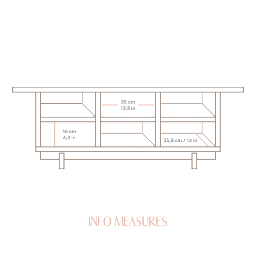 Naan Furniture TV-meubel Pi van massief natuurlijk grenenhout - 148 cm - Ongelakt