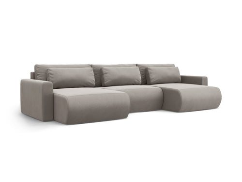 Cosmopolitan Design Converteerbare panoramische bank met opbergdoos Belfast 4-zits, flueel concreet - 149x340x84cm