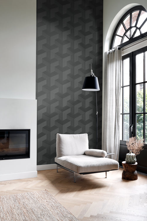 Origin Wallcoverings behang grafisch 3D motief zwart - 53 cm x 10.05 m - 347952 - vtwonen shop