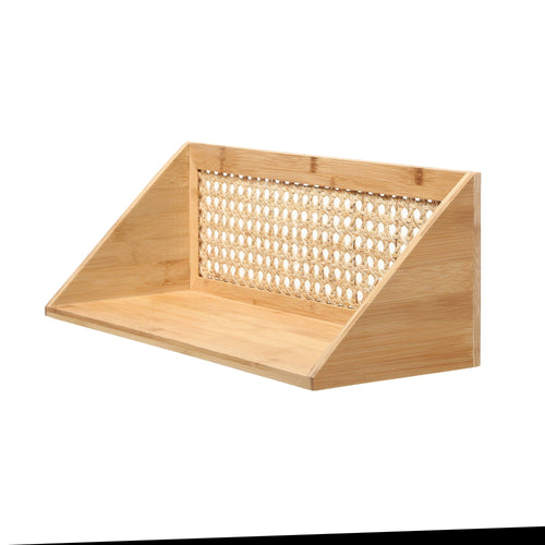 Calicosy - Wandplank van bamboe en natuurlijk rotan - 15x40x15 cm