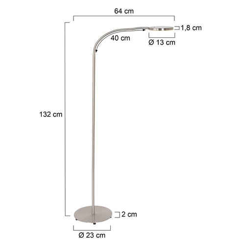 Mexlite vloerlamp Platu - 1 lichts - 64x 132 cm - mat chroom - vtwonen shop