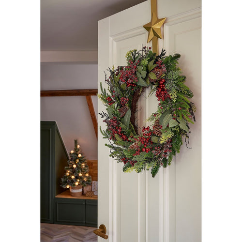 Mica Decorations Bodi Kerstkrans met Dennenappels - H13 x Ø50 cm - Bordeaux