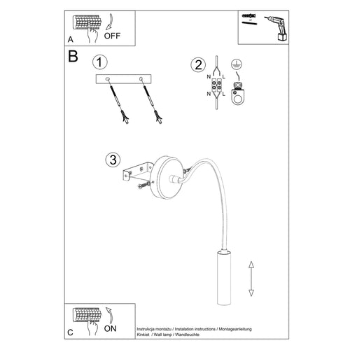 Sollux Lighting Wandlamp AXIL zwart - 8x52x52cm