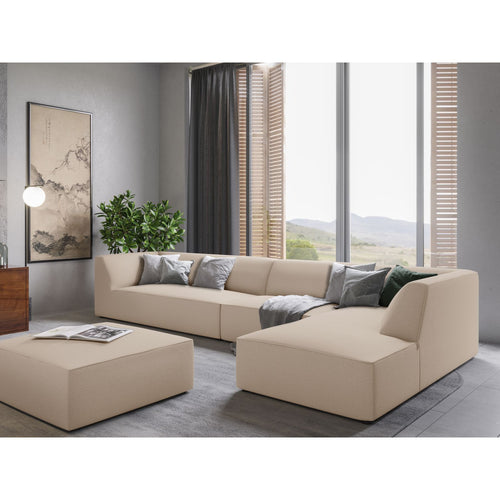 Cosmopolitan Design - Poef Siena structurele stof beige - 93x93x40cm