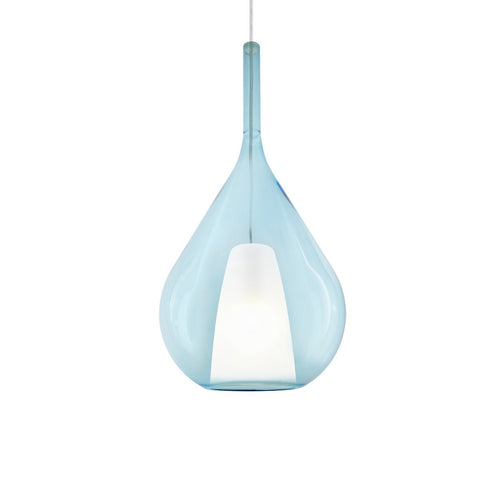 Ideal Lux KALIQUE 28 cm druppelvormige koepel hanglamp voor plafond, hemelsblauw, 1x E27 fitting
