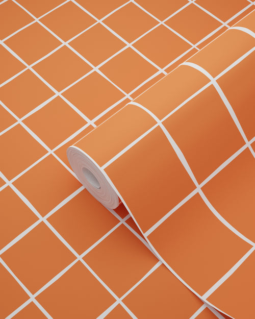ESTAhome behang geblokt motief oranje - 50 x 900 cm - 131270