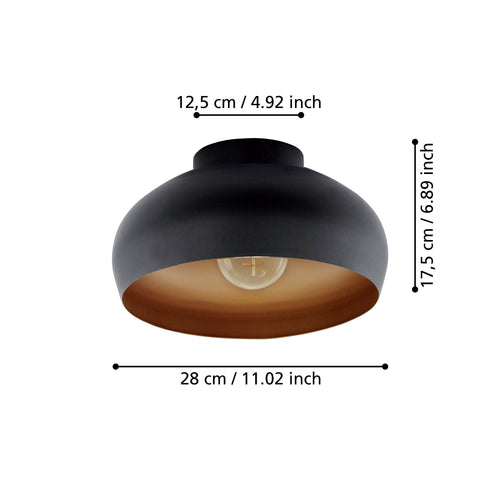 EGLO plafondlamp Mogano 2 - e27 - ø28 cm - zwart/koper