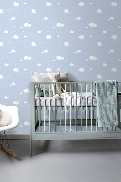 Sanders & Sanders behang wolkjes blauw en wit - 53 cm x 10 m - 640557