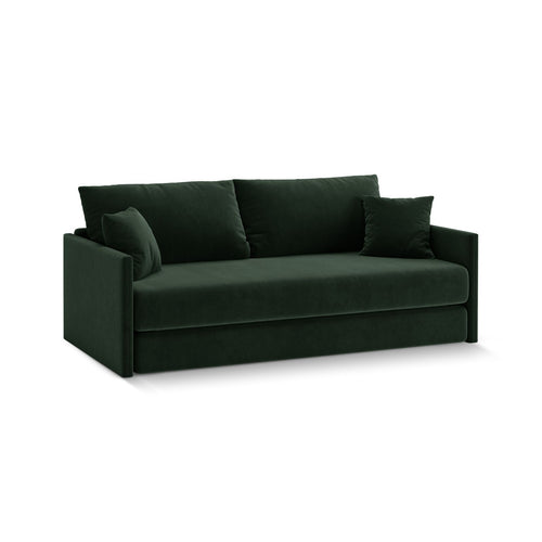 Cosmopolitan Design - Converteerbare bank Shannon 3-zits, flueel flessengroen - 94x209x87cm