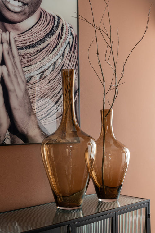 J-Line vaas Joni - glas - amber - large - 70 cm hoog