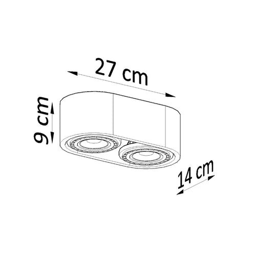 Sollux Lighting Plafondlamp BASIC 2 beton - 27x14x9cm