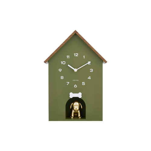Karlsson wandklok Dog House - groen - 11.5x26.5x36.5cm