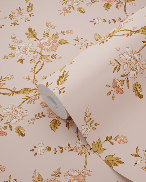 ESTAhome behang vintage bloemen terracotta roze - 50 x 900 cm - 131567 - vtwonen shop