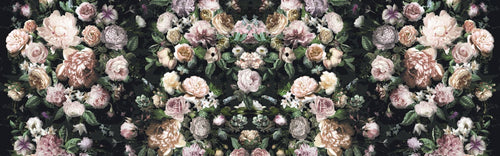Sanders & Sanders fotobehang bloemen multicolor op zwart - 800 x 250 cm - 611946