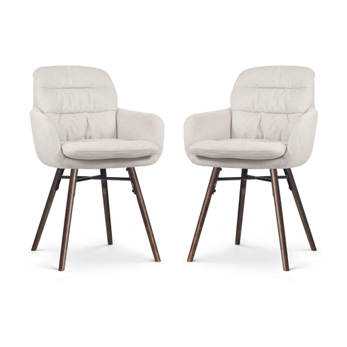 Nolon Nena-Mia Eetkamerstoelen Set van 2 - Beige - Walnoot Hout - vtwonen shop