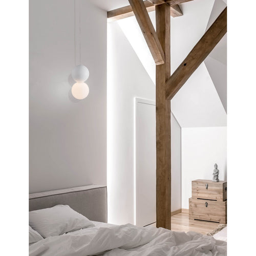 Merano Inuvik Globe hanglamp wit gips opaal glas, wit aluminium LED G9