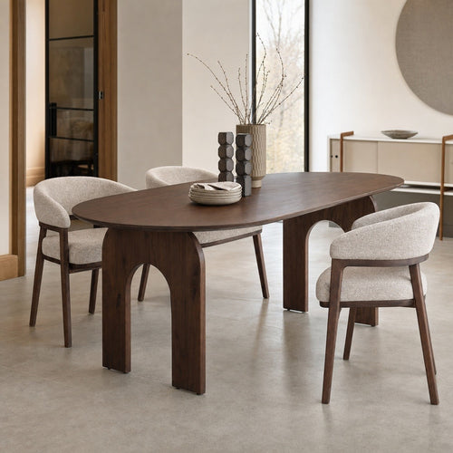 DÉJA Living Eettafel Vantaa - Ovaal Donkerbruin Hout - 180x90x76cm